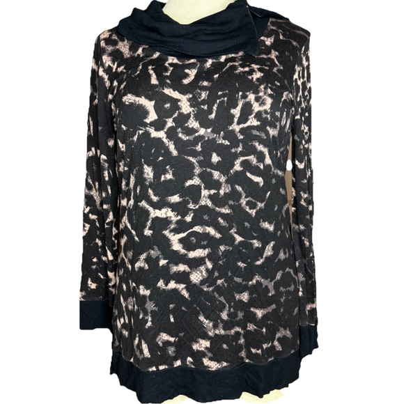 Soma Printed Zipper Cowl Neck Tunic Sweater - Picture 1 of 6